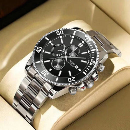 Luxury Men's Business Watches Men Silver Quartz Watch Male Luminous Clock