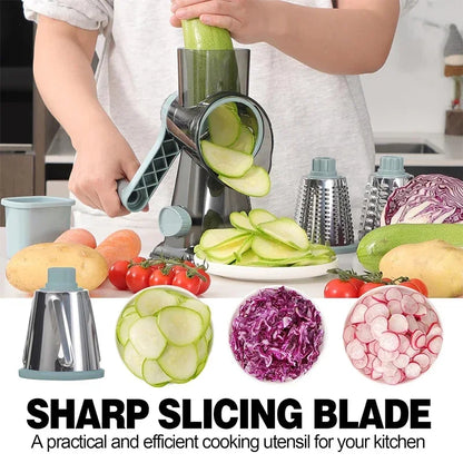 2025 3-in-1 Rotary Cheese Grater Multifunctional Manual Veg Slicer Nut Grinder Kitchen Essential Tool
