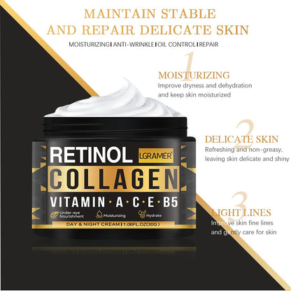 Men's Retinol Collagen Face Cream Skincare Moisturizing Brightening Hydrating Smooth Wrinkles Firming Facial Men Skin Care
