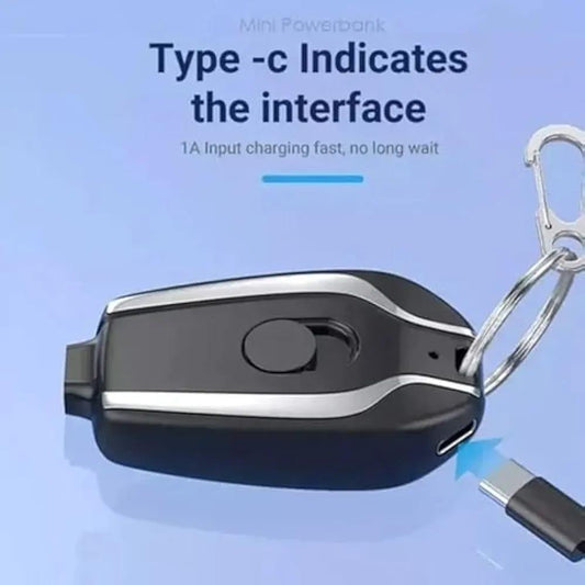 Fast Charging Keychain Power Bank Black USB-C