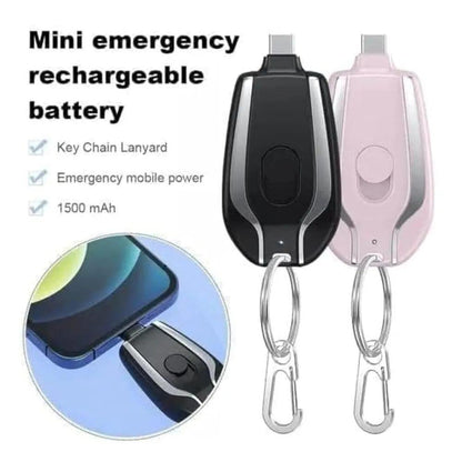 Fast Charging Keychain Power Bank Black USB-C