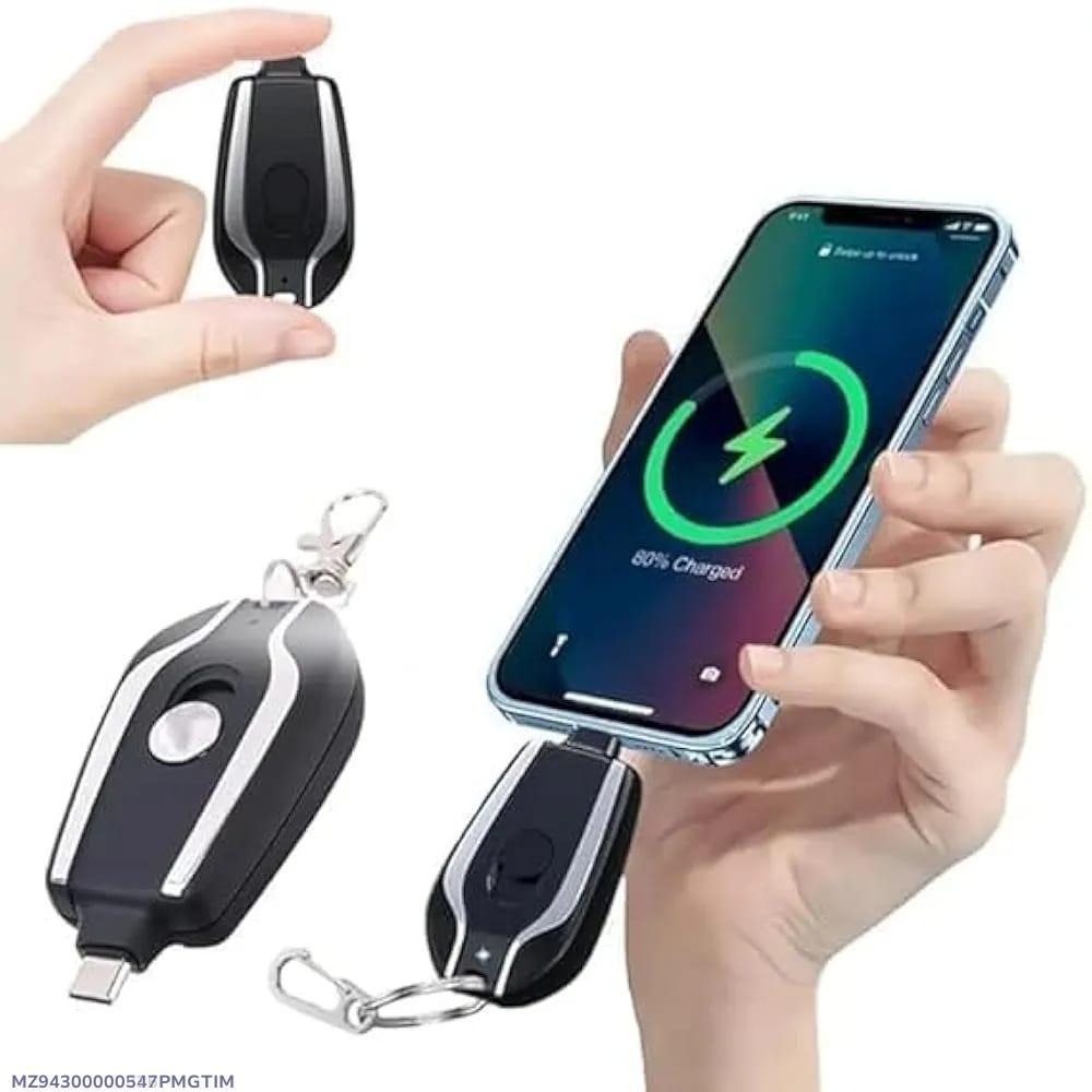 Fast Charging Keychain Power Bank Black USB-C