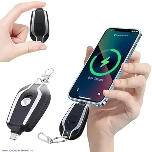 Fast Charging Keychain Power Bank Black USB-C