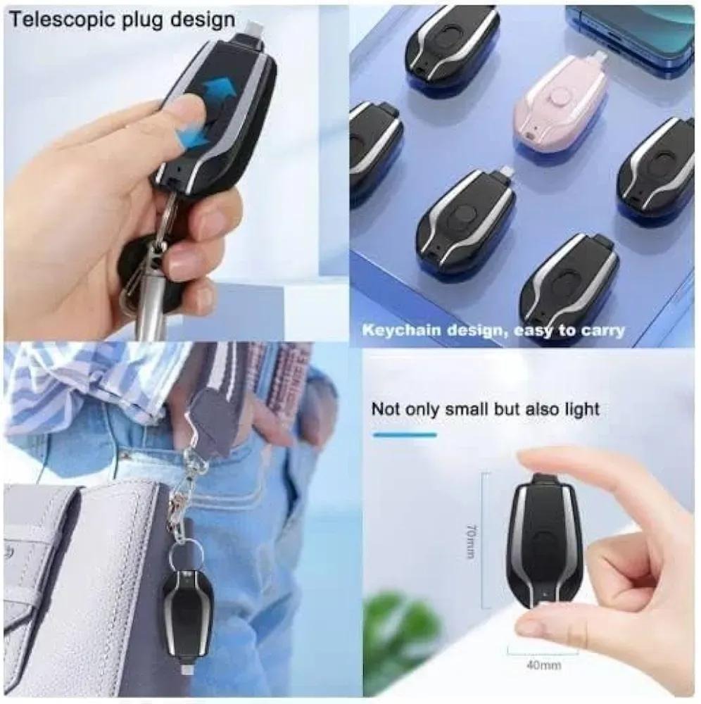 Fast Charging Keychain Power Bank Black USB-C